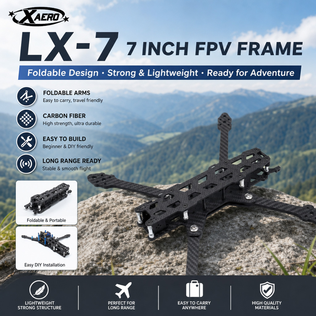 Drone Kit Octocopter - PAURC LX-7 faltbarer 7-Zoll-FPV-Rahmen – Kohlefaser-Drohnen-Set